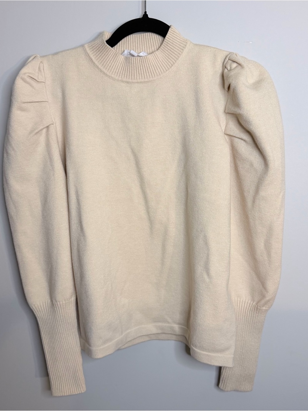 THML Cream Puff-Sleeve Crewneck Sweater